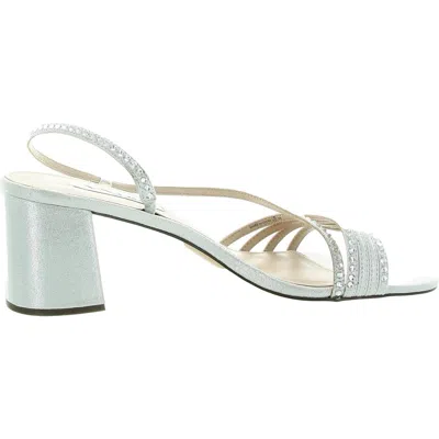 Nina Womens Rhinestone Leather Strappy Sandals In Silver