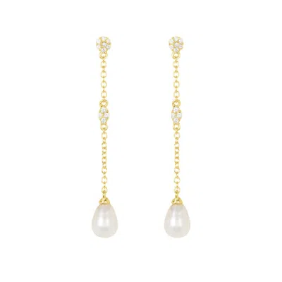 Adornia 14k Gold Plated Freshwater Pearl Drop Earrings In White