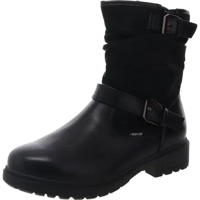 Muk Luks Womens Buckle Leather Ankle Boots In Black