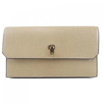 Pre-owned Valextra Leather Wallet (tri-fold) () In Beige