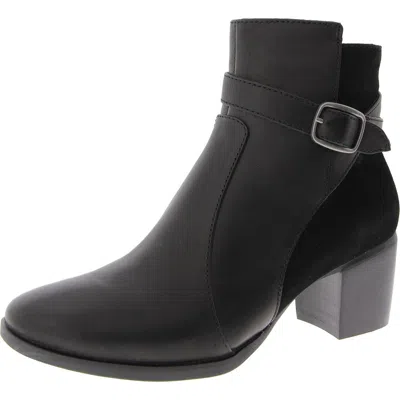 Aetrex Rebecca Womens Leather Buckle Ankle Boots In Black