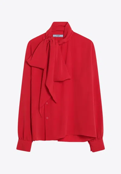 Prada Marocain Silk Shirt In Red