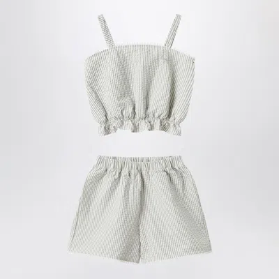 Il Gufo Granite-coloured Set In Striped Seersucker In Black