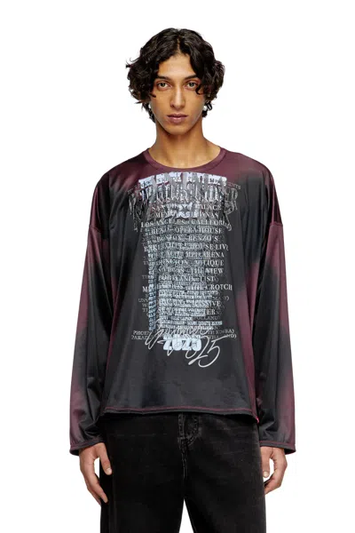 Diesel Long-sleeve Tech-jersey T-shirt With Lyrics Print In Multicolor