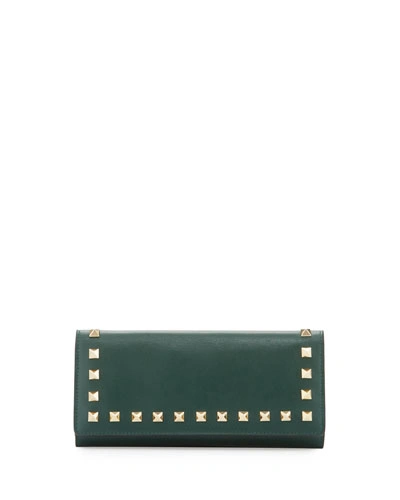 Valentino Garavani Rockstud Leather Wallet, Emerald