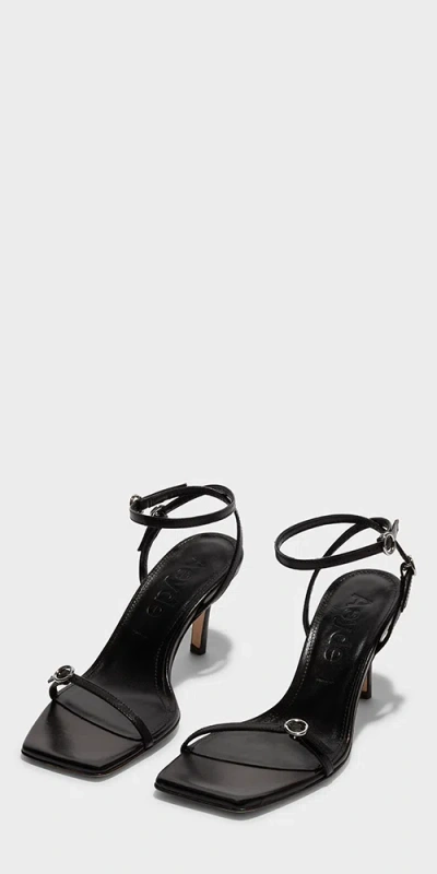 Aeyde Black Hallie Leather Stiletto Heeled Sandals