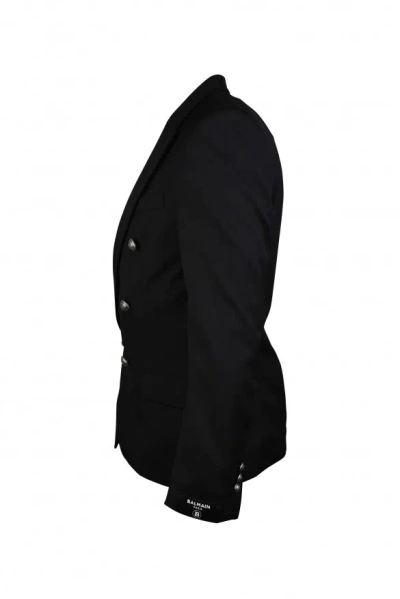 Balmain Button-embellished Wool Blazer In Black