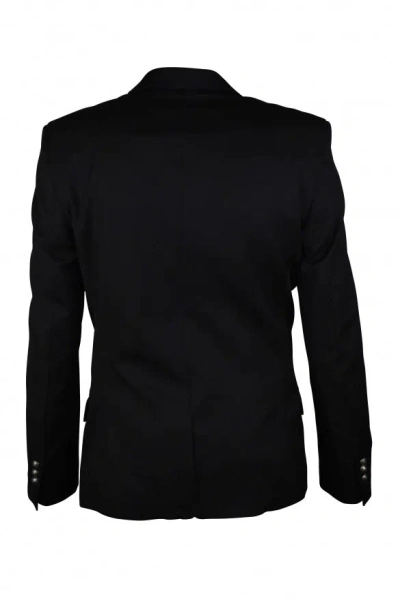 Balmain Button-embellished Wool Blazer In Black