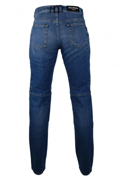 Balmain Blue Slim-fit Biker Jeans