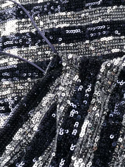 Balmain Babydoll Cowl Neck Glitter Short Dress In Blue