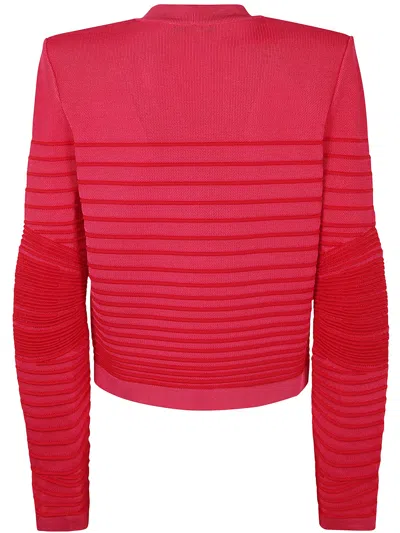 Balmain V-neck Ribbed Knit Cardigan Pockets In Multicolor