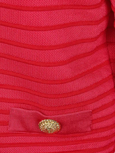 Balmain V-neck Ribbed Knit Cardigan Pockets In Multicolor