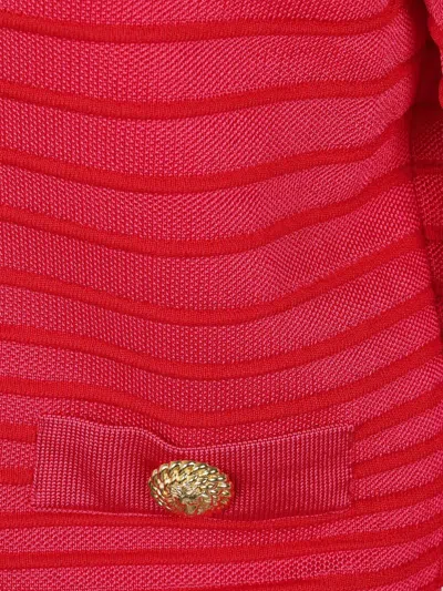 Balmain V-neck Ribbed Knit Cardigan Pockets In Multicolor