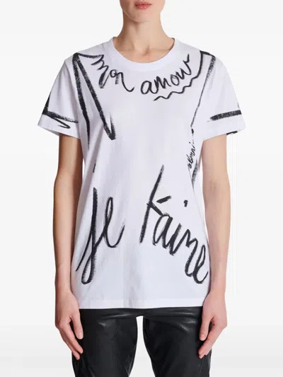 Balmain Sl Writing Printed T-shirt In White