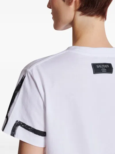 Balmain Sl Writing Printed T-shirt In White
