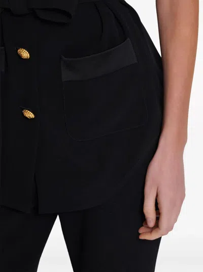 Balmain Ss 4 Pockets Crepe Saharian Shirt In Black