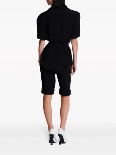 Balmain Ss 4 Pockets Crepe Saharian Shirt In Black