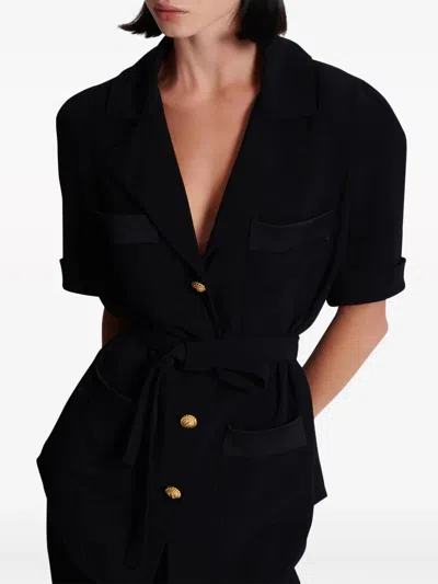 Balmain Ss 4 Pockets Crepe Saharian Shirt In Black
