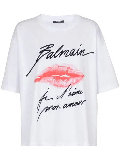 Balmain Kiss Print T-shirt In White