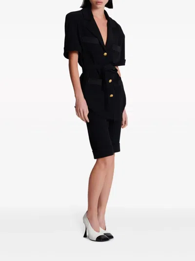 Balmain Ss 4 Pockets Crepe Saharian Shirt In Black