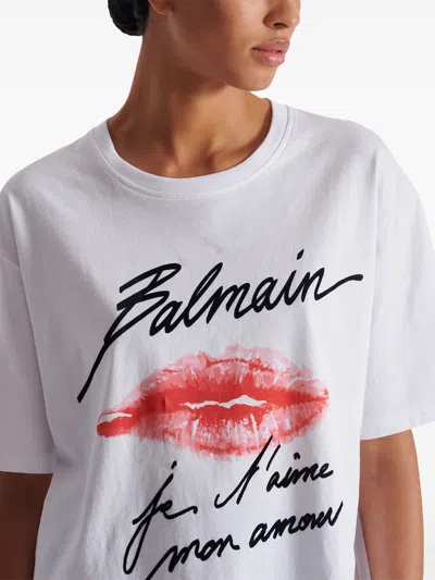 Balmain Kiss Print T-shirt In White