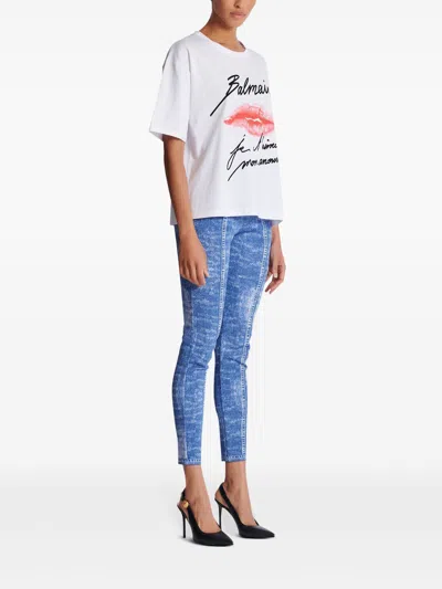 Balmain Kiss Print T-shirt In White