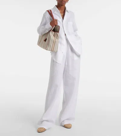 Loro Piana Valerio High-rise Linen Wide-leg Pants In White