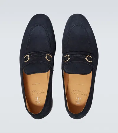 Brunello Cucinelli Suede Horsebit Loafers In Blue