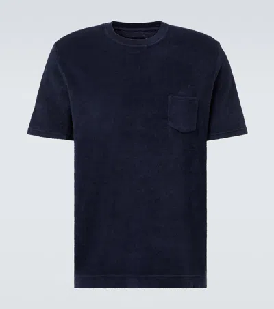 Thom Sweeney Cotton Terry T-shirt In Blue