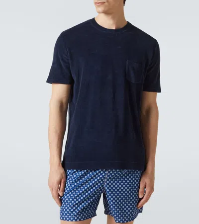 Thom Sweeney Cotton Terry T-shirt In Blue