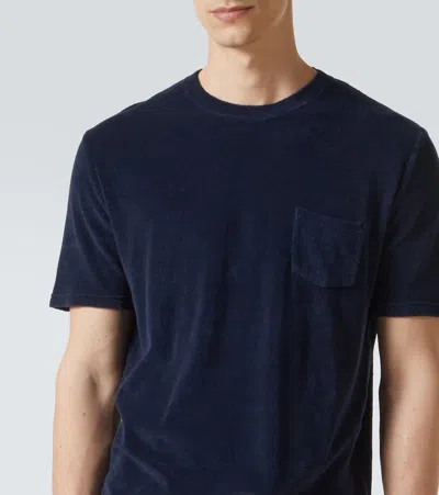 Thom Sweeney Cotton Terry T-shirt In Blue