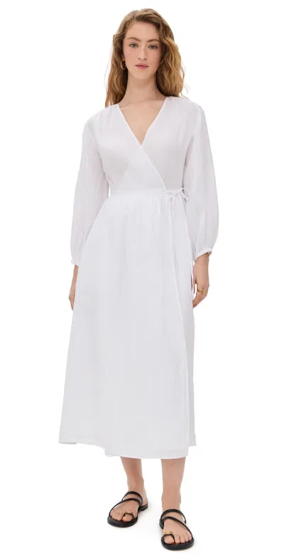 Alex Mill Lauren Wrap Dress In Linen In White