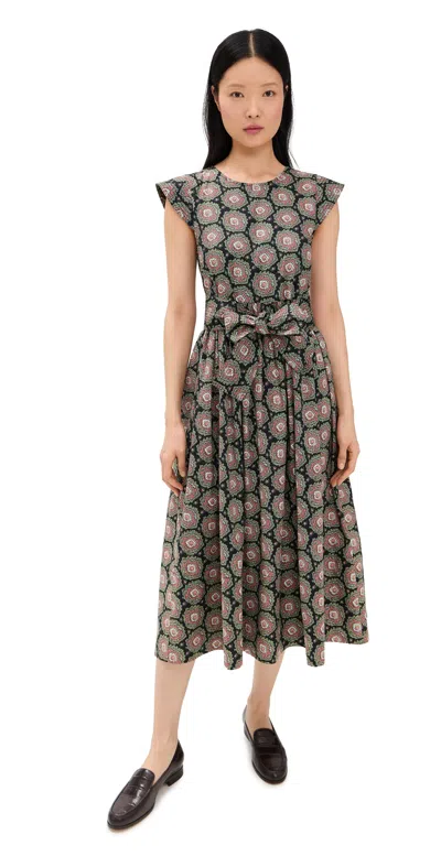 The Great . The Tulsa Paisley Belted Cotton Midi Dress In Multi