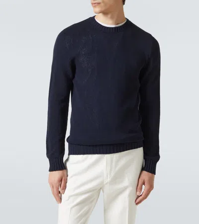 Thom Sweeney Silk Sweater In Blue