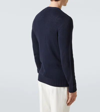Thom Sweeney Silk Sweater In Blue