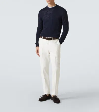 Thom Sweeney Silk Sweater In Blue