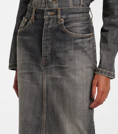 Balenciaga Skirt With Laces In Smoky Grey Denim Women In Gray