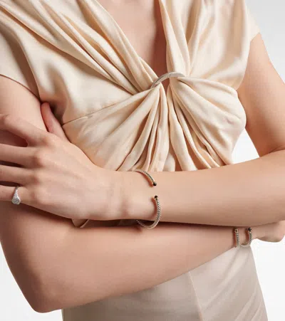 David Yurman 14kt Yellow Gold And Sterling Silver Cable Classics Onyx Bracelet In Silver