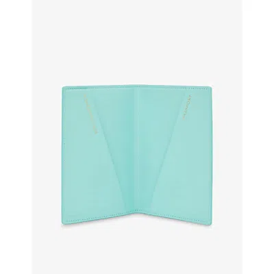 Smythson Panama Leather Passport Cover Bright Aqua In Bright Aqua