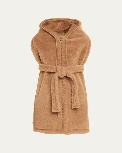 Max Mara Corea Teddy Wool-blend Long Stole In Camel