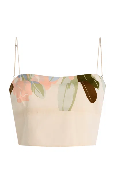 Adam Lippes Bex Printed Cotton Voile Crop Top In Multi