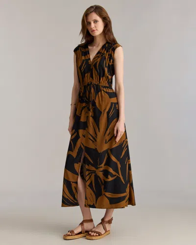 Billy Reid Silk Brush Stroke V-neck Maxi Dress In Billy's Brown/black