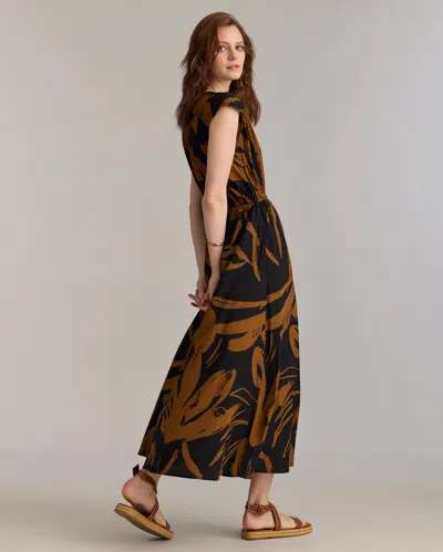 Billy Reid Silk Brush Stroke V-neck Maxi Dress In Billy's Brown/black