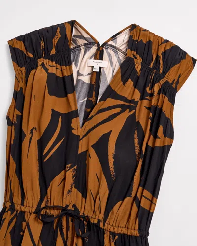 Billy Reid Silk Brush Stroke V-neck Maxi Dress In Billy's Brown/black