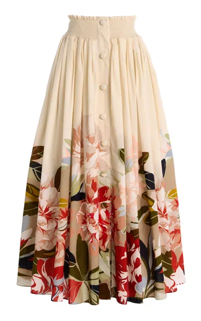 Adam Lippes Lovisa Printed Cotton Voile Maxi Skirt In Multi