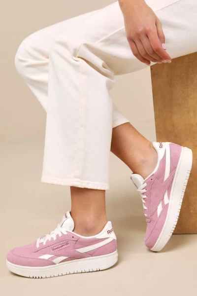 Reebok Club C Double Revenge Dusty Rose Suede Leather Sneakers In Purple