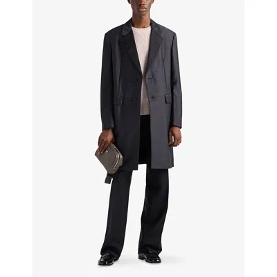 Prada Mens Grey Triangle-logo Leather Shoulder Bag In Grey