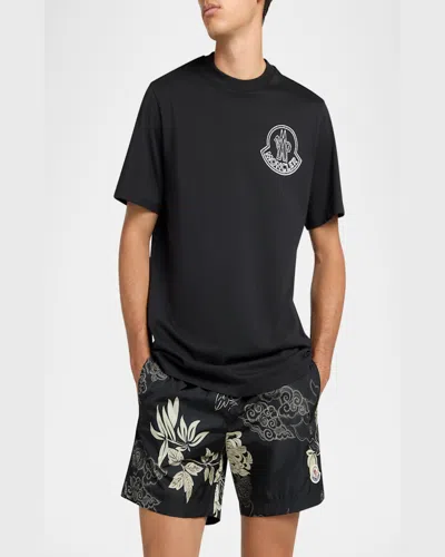Moncler Logo Cotton T-shirt In Black
