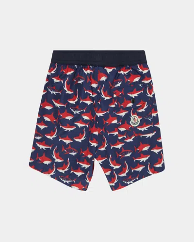 Moncler Short De Bain À Imprimé Requin In Blue