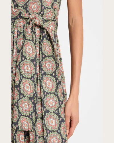 The Great . The Tulsa Paisley Belted Cotton Midi Dress In Multi